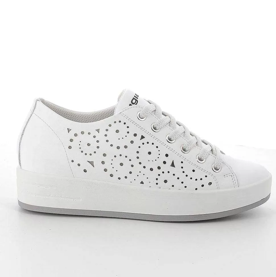 White Women'S Leather Sneakers-Igi&Co Shop