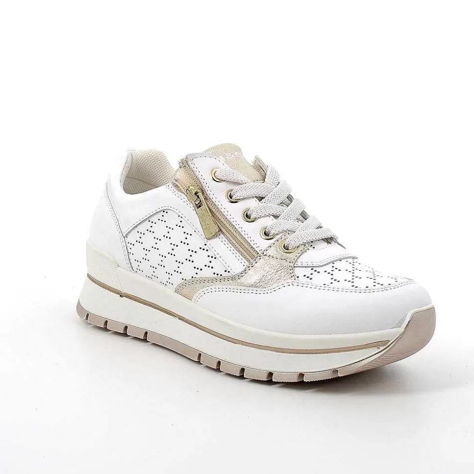 White Women'S Leather Sneakers-Igi&Co Store