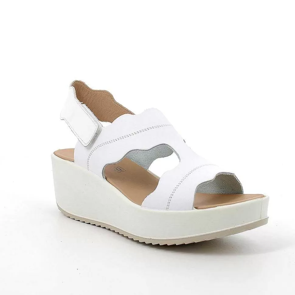 White Women'S Leather Wedge Sandals-Igi&Co Online