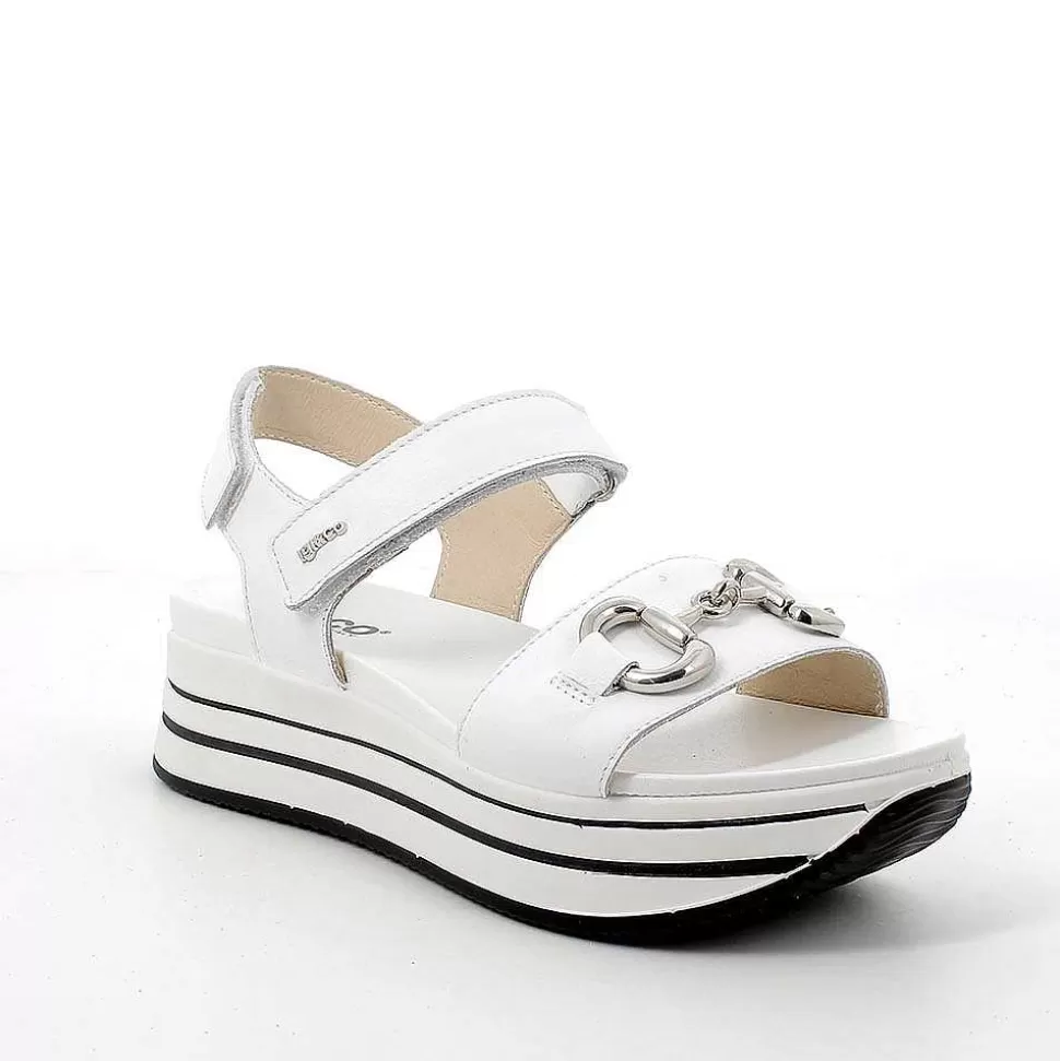 White Women'S Leather Wedge Sandals-Igi&Co Shop