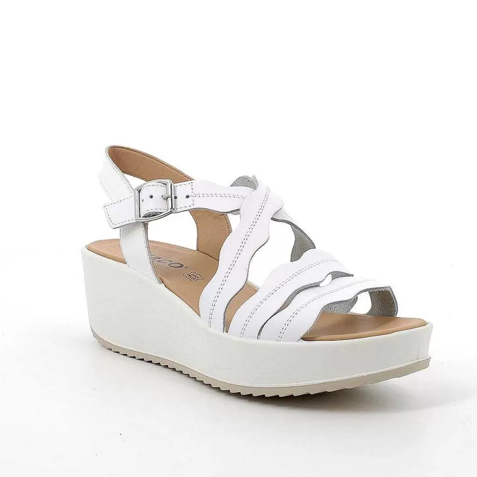 White Women'S Leather Wedge Sandals-Igi&Co Sale