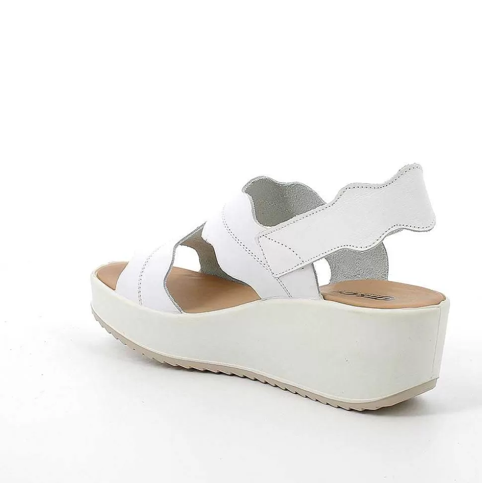 White Women'S Leather Wedge Sandals-Igi&Co Online
