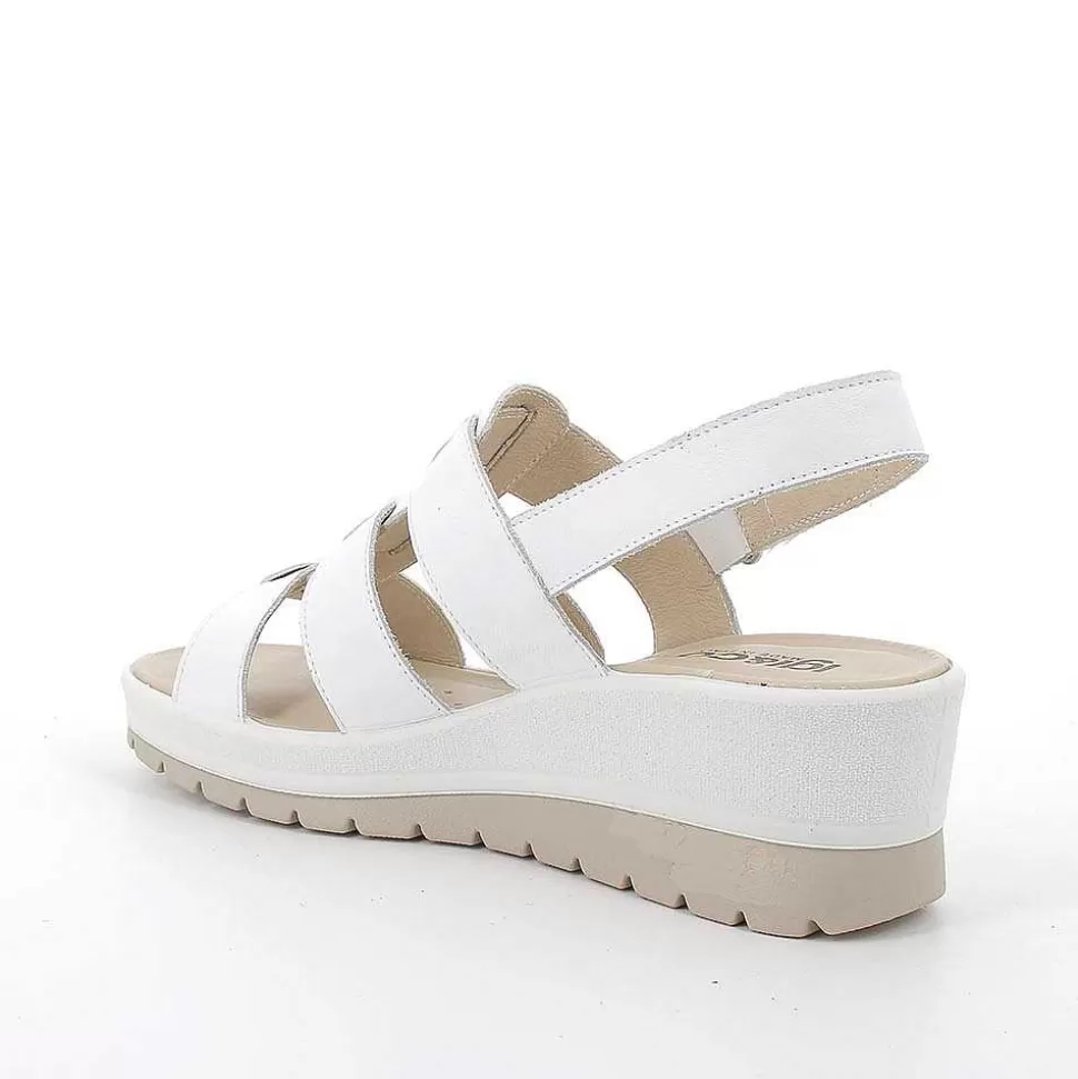 White Women'S Leather Wedge Sandals-Igi&Co Cheap