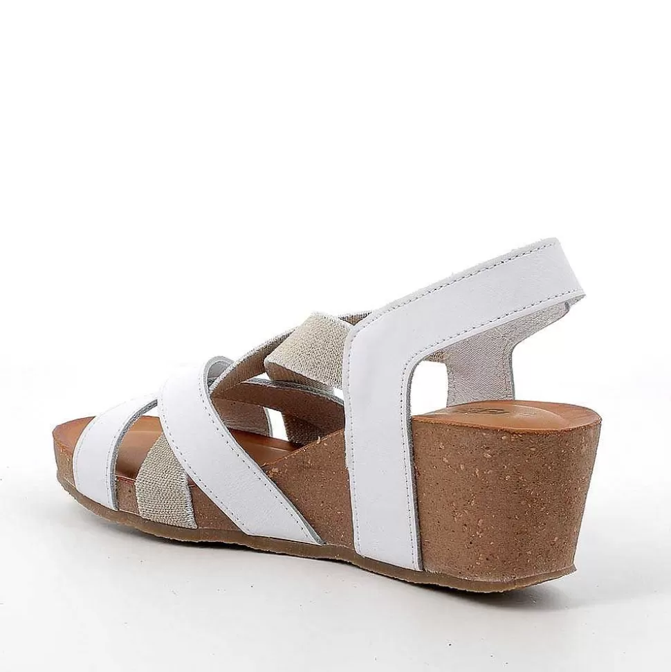 White Women'S Leather Wedge Sandals-Igi&Co Cheap