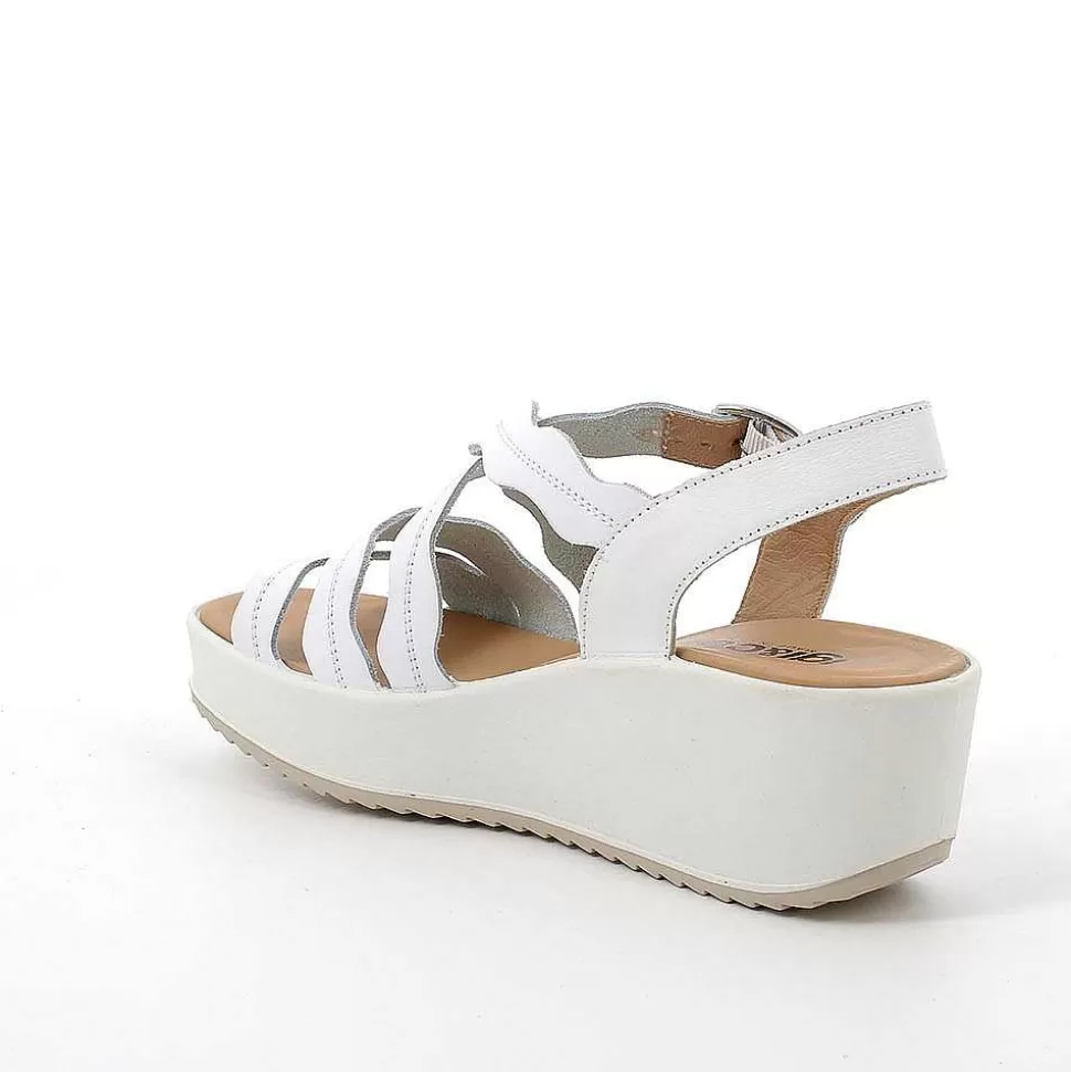 White Women'S Leather Wedge Sandals-Igi&Co Sale