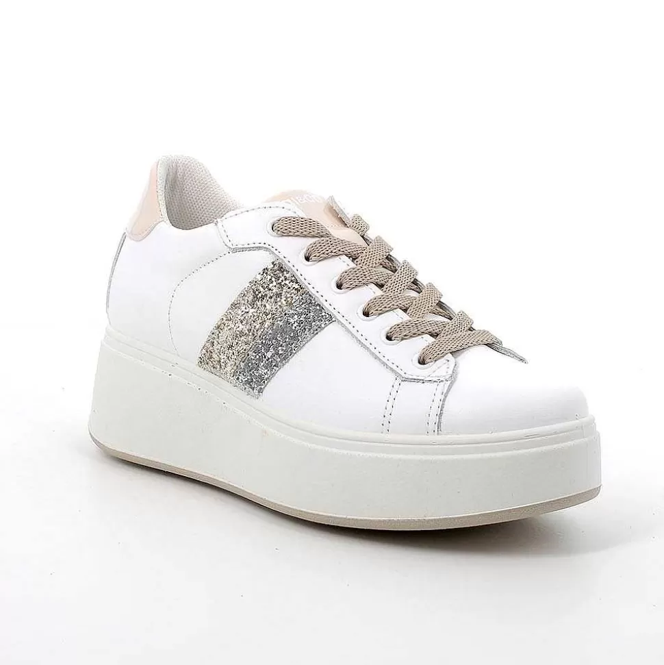 White Women'S Leather Wedge Sneakers-Igi&Co Best Sale