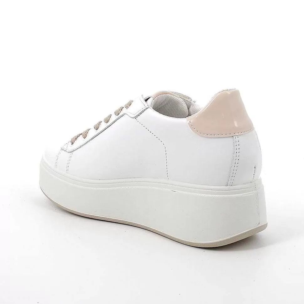 White Women'S Leather Wedge Sneakers-Igi&Co Best Sale