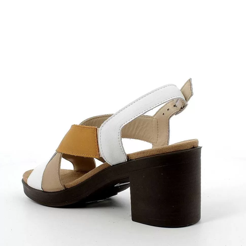 White-Beige Women'S Leather Heeled Sandal-Igi&Co Clearance