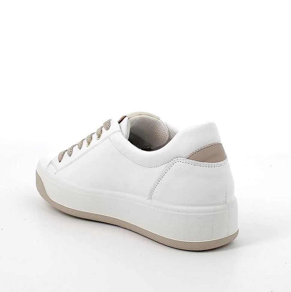 White-Beige Women'S Leather Sneakers-Igi&Co Outlet