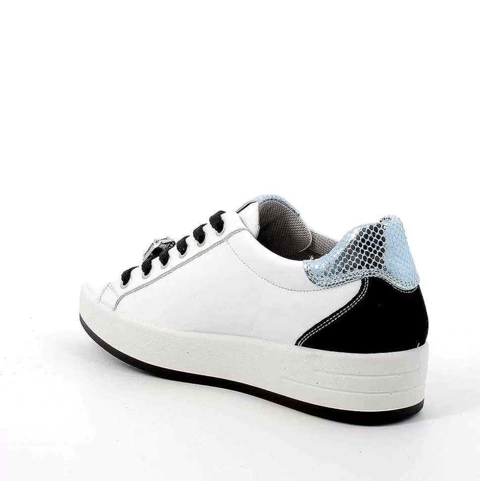 White-Black Women'S Leather Sneakers-Igi&Co Sale