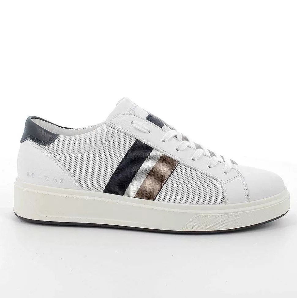 White-Blue Men'S Leather Sneakers-Igi&Co Cheap