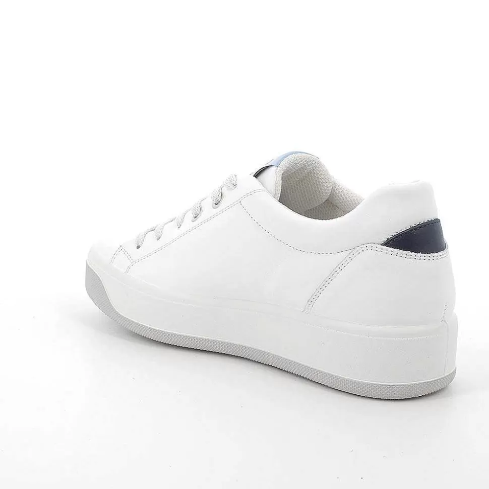 White-Blue Women'S Leather Sneakers-Igi&Co Best