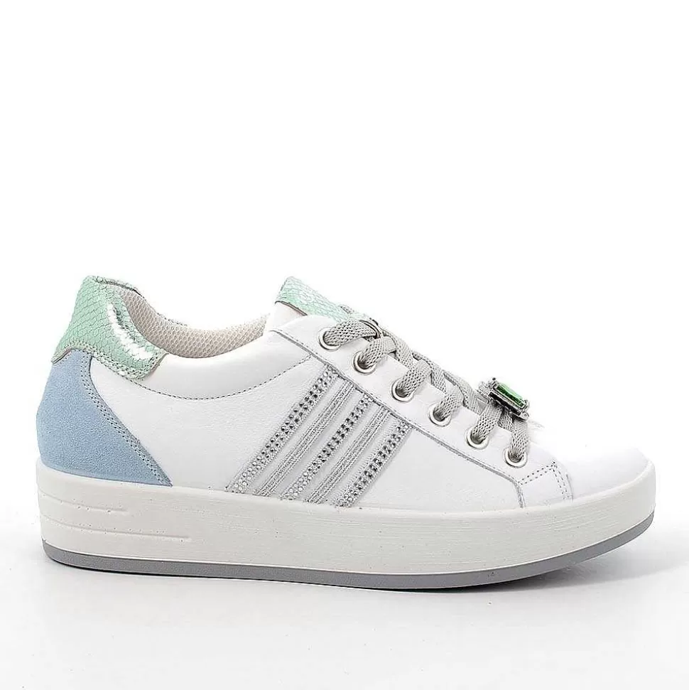 White-Celestial Women'S Leather Sneakers-Igi&Co Clearance