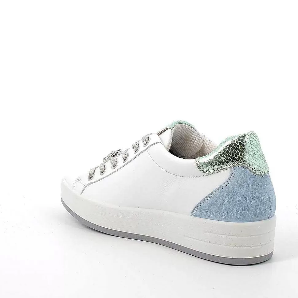 White-Celestial Women'S Leather Sneakers-Igi&Co Clearance