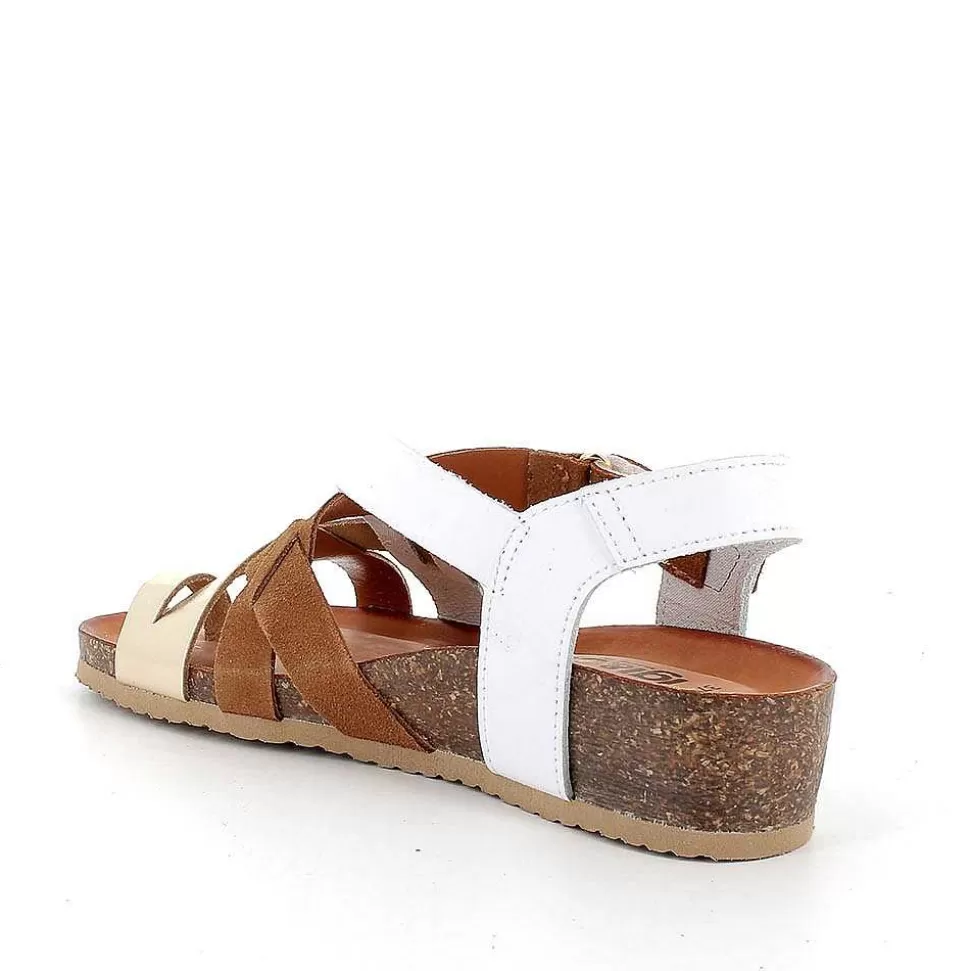 White-Copper Women'S Leather Flip-Flop Sandals-Igi&Co Outlet