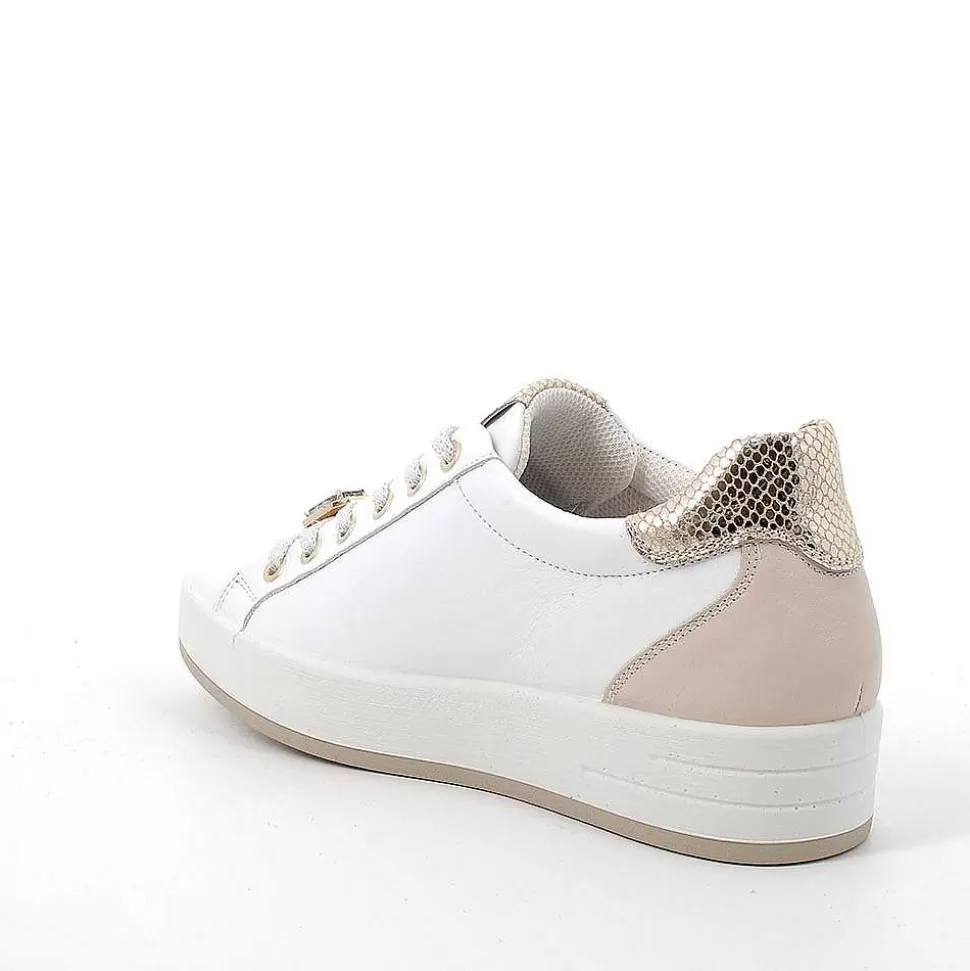 White-Ecru Women'S Leather Sneakers-Igi&Co Outlet