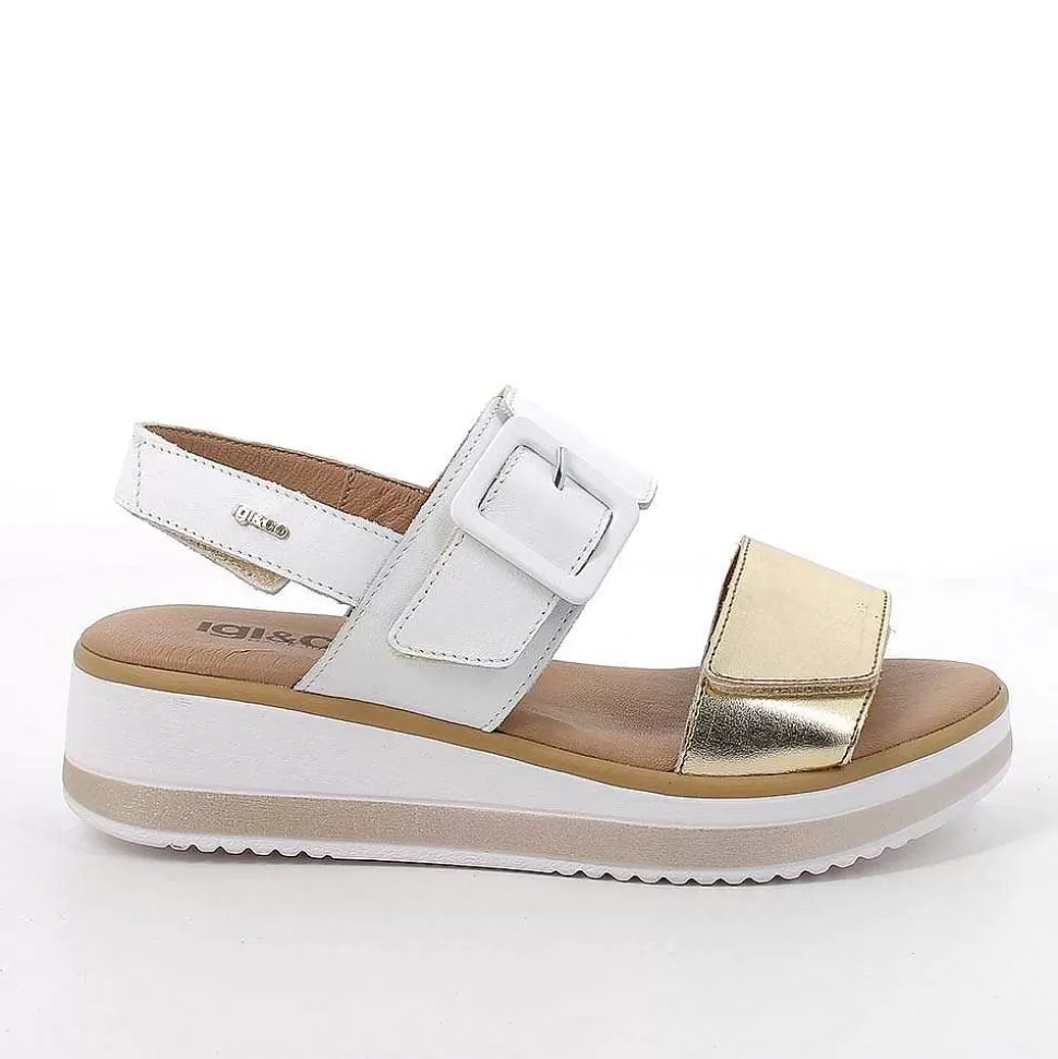 White-Gold Women'S Wedge Sandals-Igi&Co Cheap