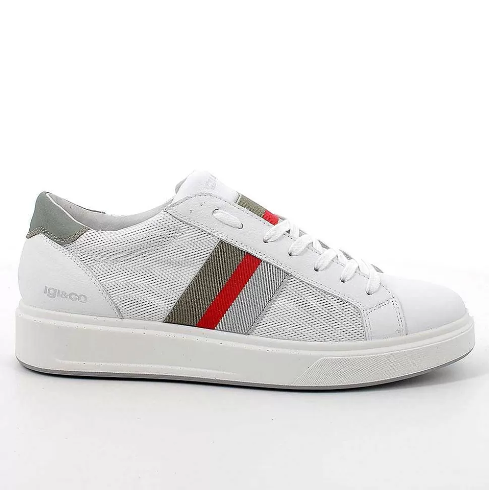 White-Sage Men'S Leather Sneakers-Igi&Co Outlet