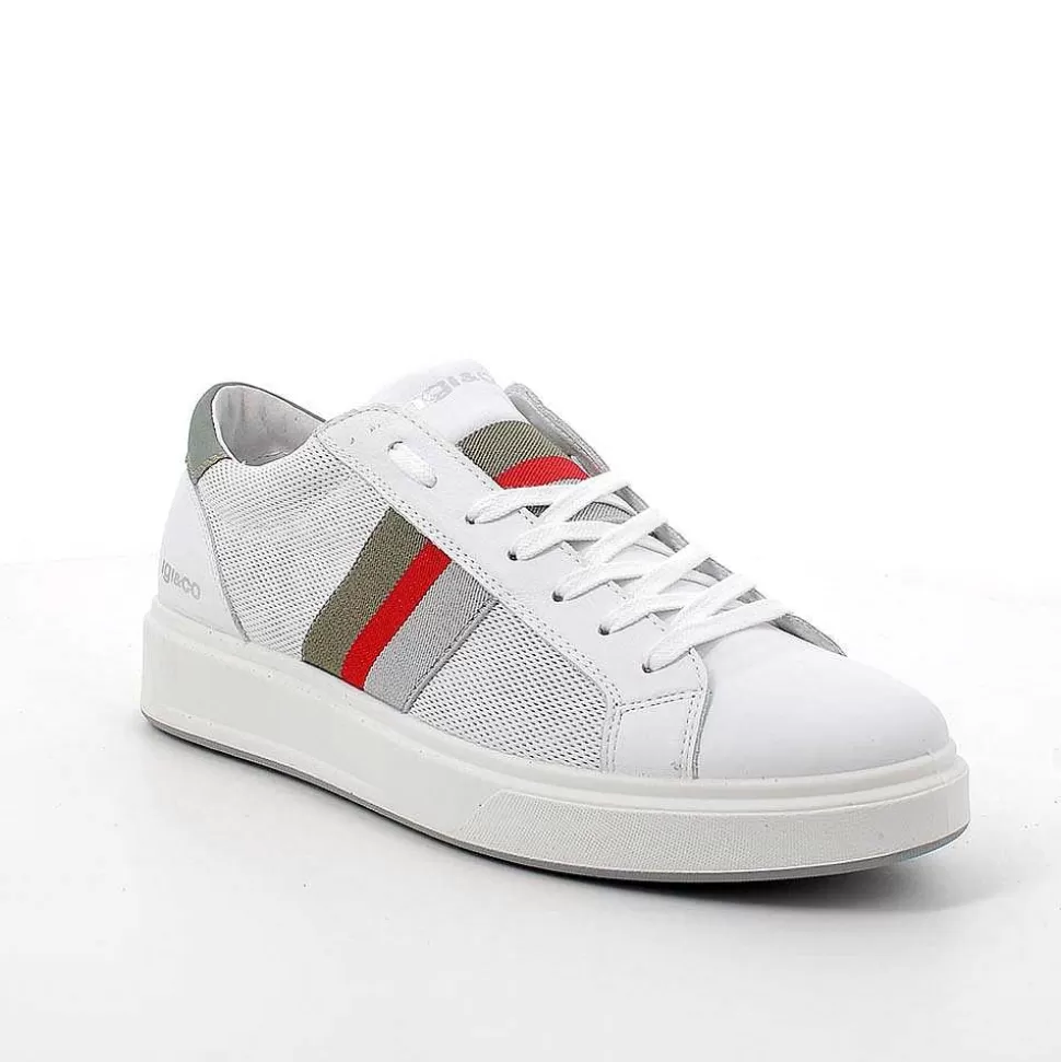 White-Sage Men'S Leather Sneakers-Igi&Co Outlet