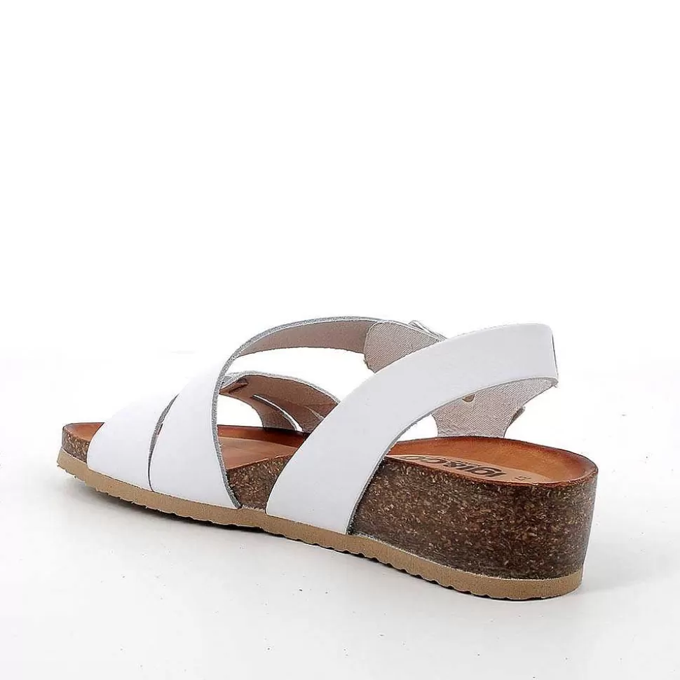 White-Silver Women'S Leather Sandals-Igi&Co Outlet