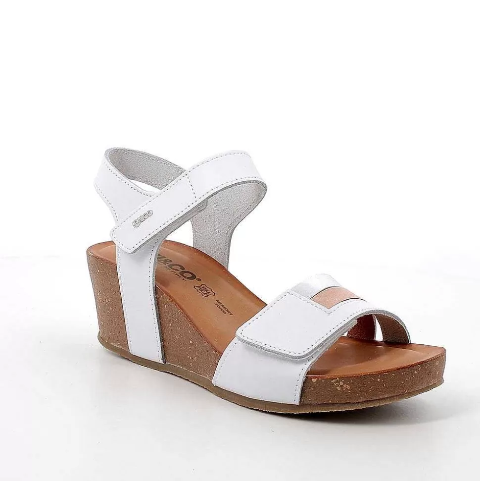 White-Silver Women'S Leather Wedge Sandals-Igi&Co Flash Sale