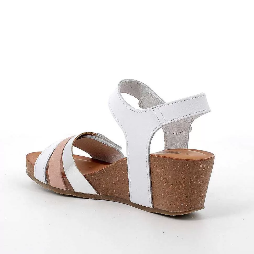 White-Silver Women'S Leather Wedge Sandals-Igi&Co Flash Sale