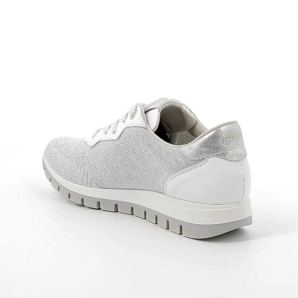 White-Silver Women'S Sneakers-Igi&Co New