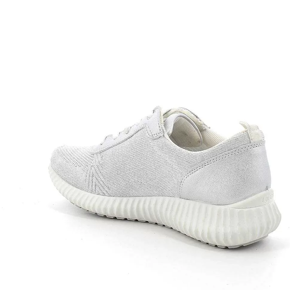 White-Silver Women'S Sneakers-Igi&Co Online