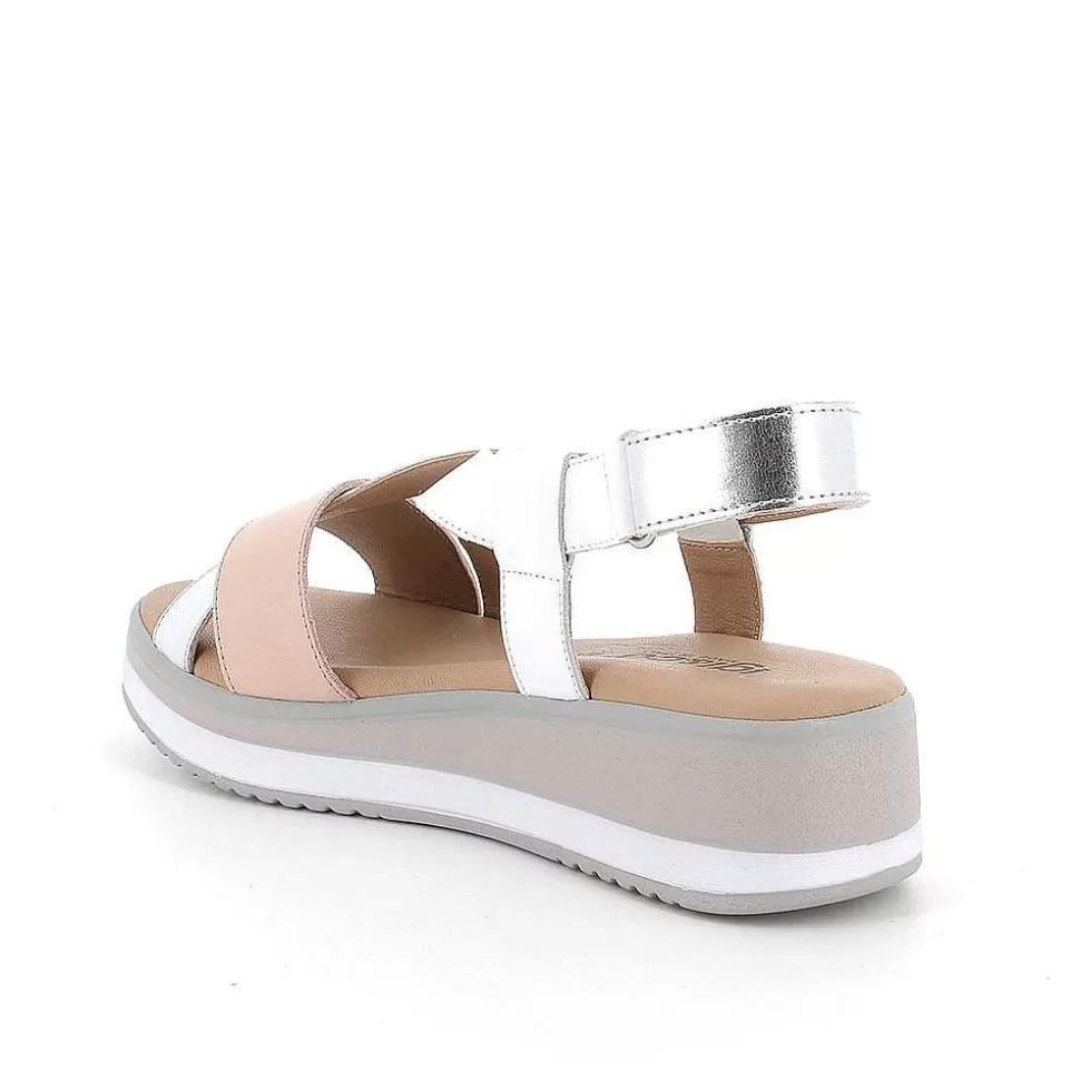 White-Silver Women'S Wedge Sandals-Igi&Co Online