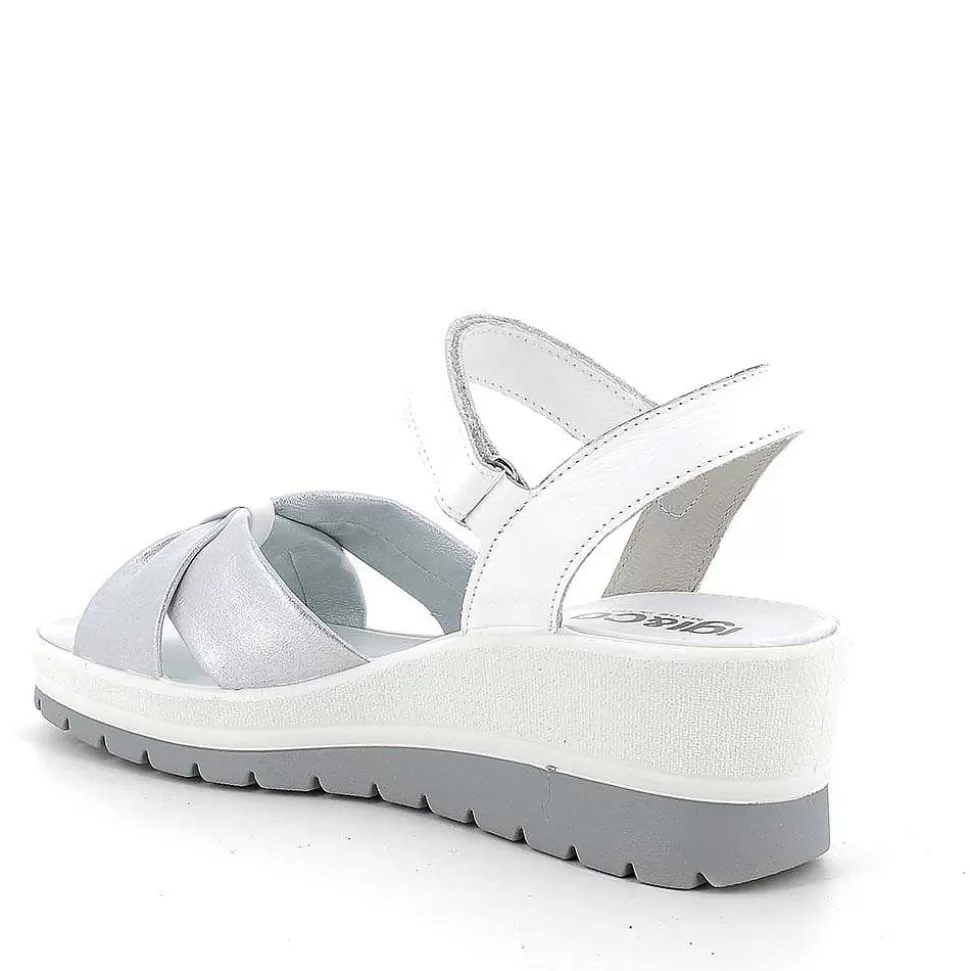 White-Silver Women'S Wedge Sandals-Igi&Co Cheap