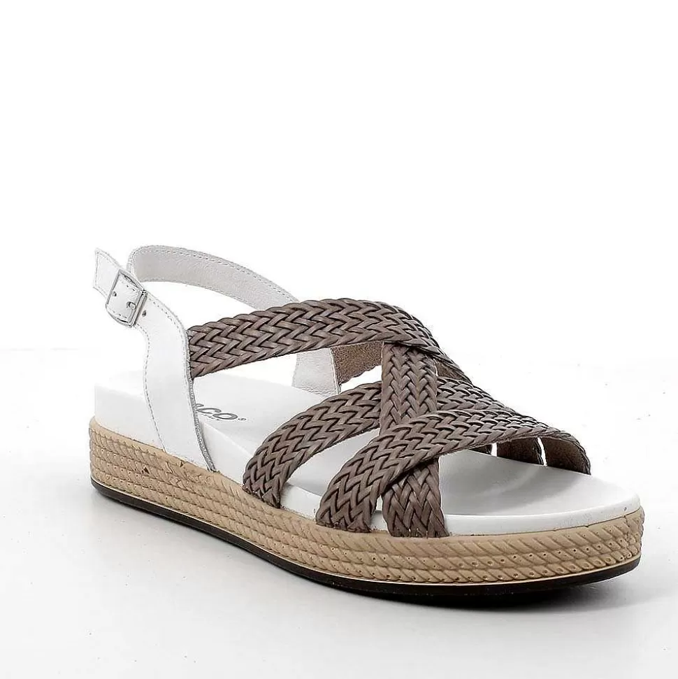 White-Taupe Women'S Leather Sandals-Igi&Co Hot