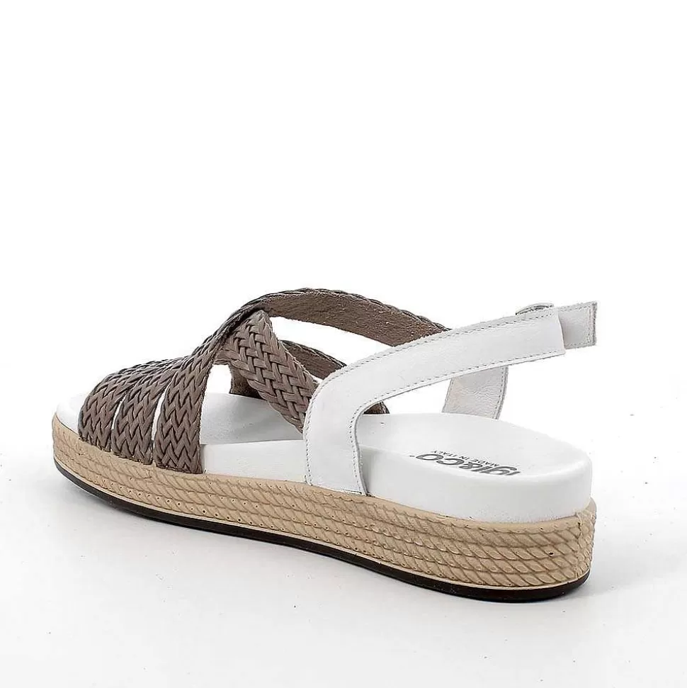 White-Taupe Women'S Leather Sandals-Igi&Co Hot