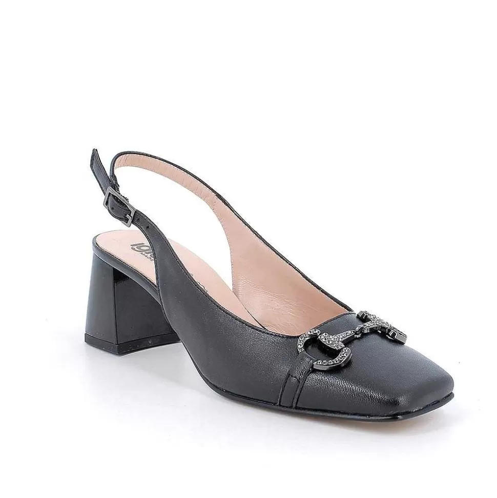 Women'S Black Leather Decollete With Back Strap-Igi&Co Cheap