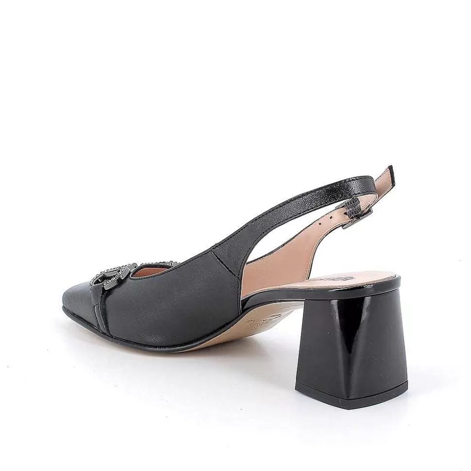 Women'S Black Leather Decollete With Back Strap-Igi&Co Cheap