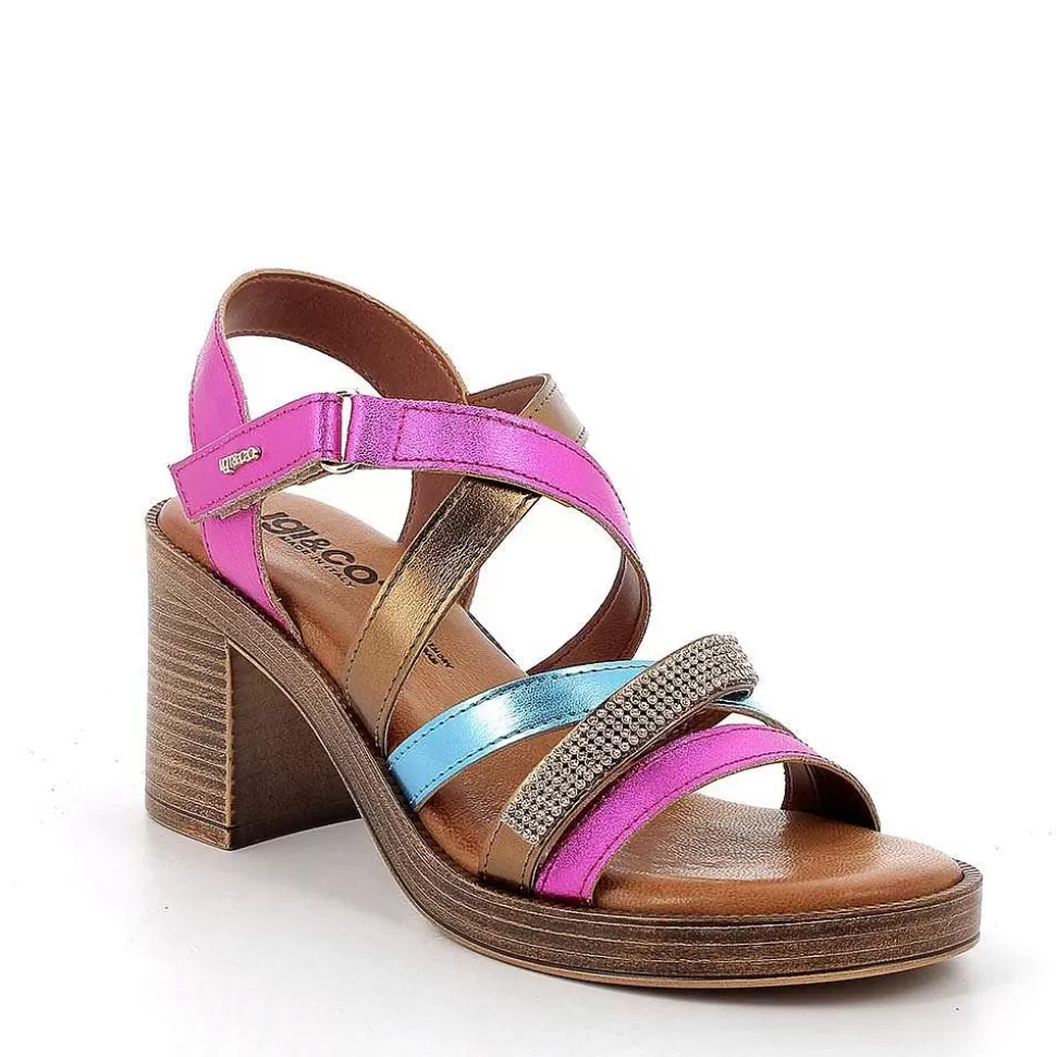 Women'S Heeled Sandals Fuxia-Celeste-Igi&Co Cheap