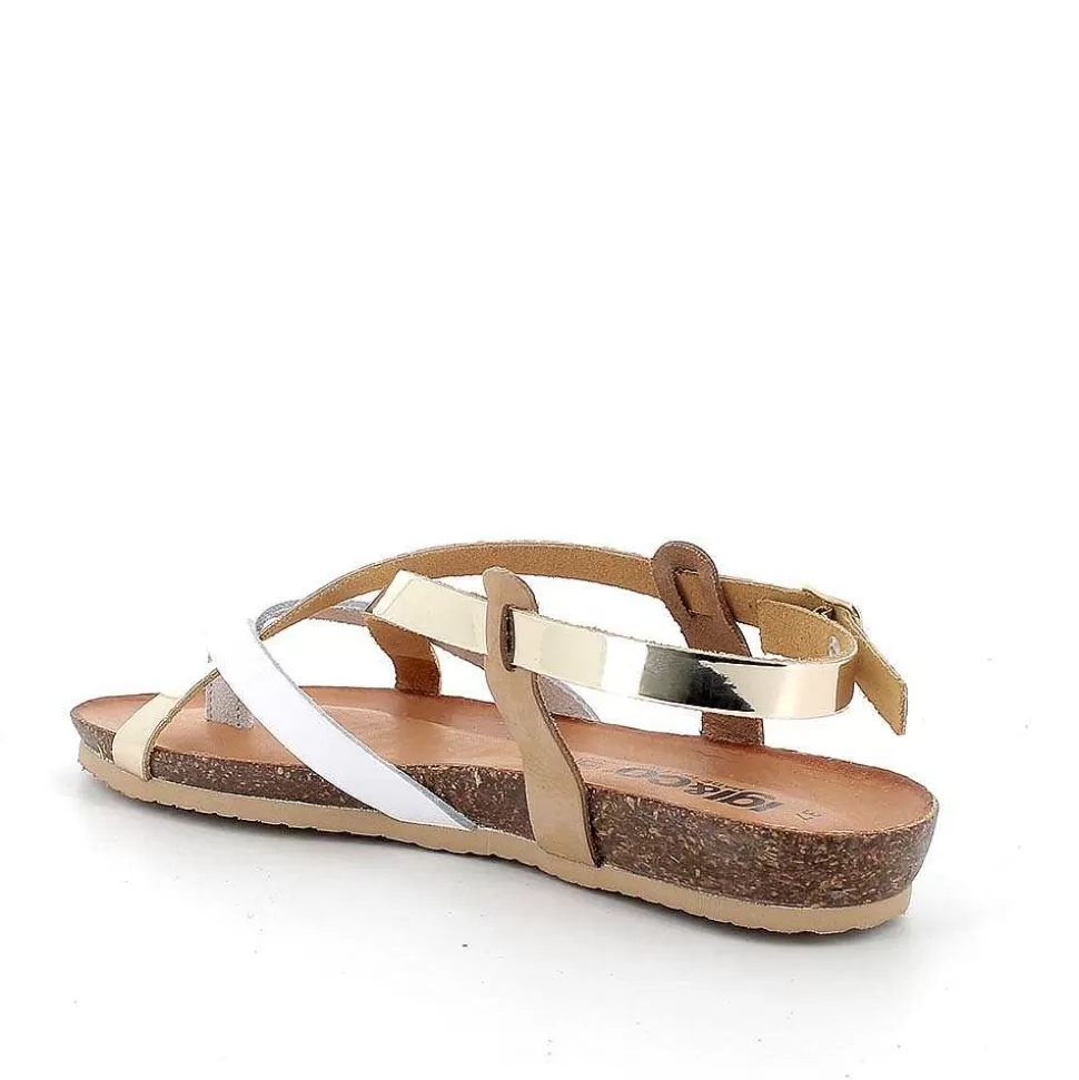 Women'S Leather Flip Flop Sandals Platinum-White-Igi&Co New