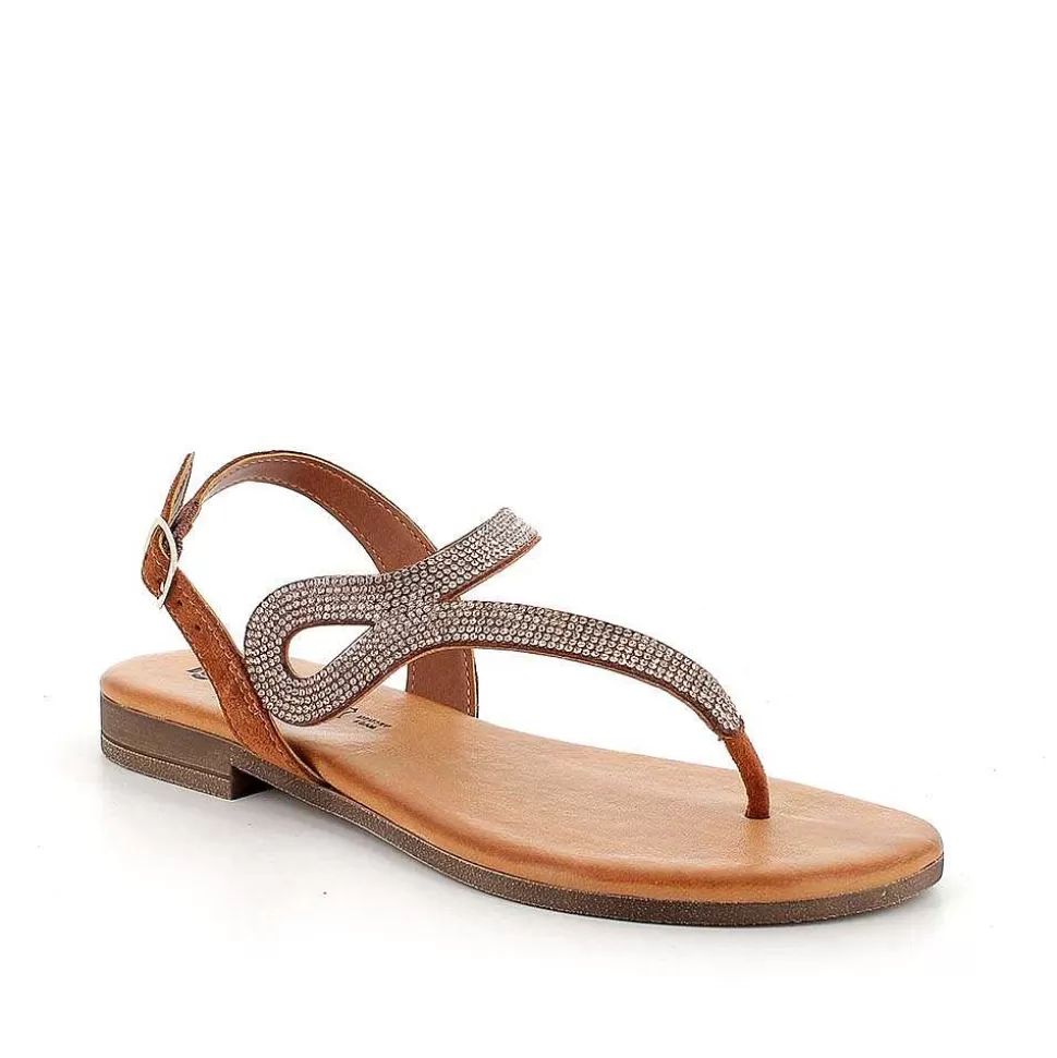 Women'S Leather Flip Flop Sandals Tan-Igi&Co New