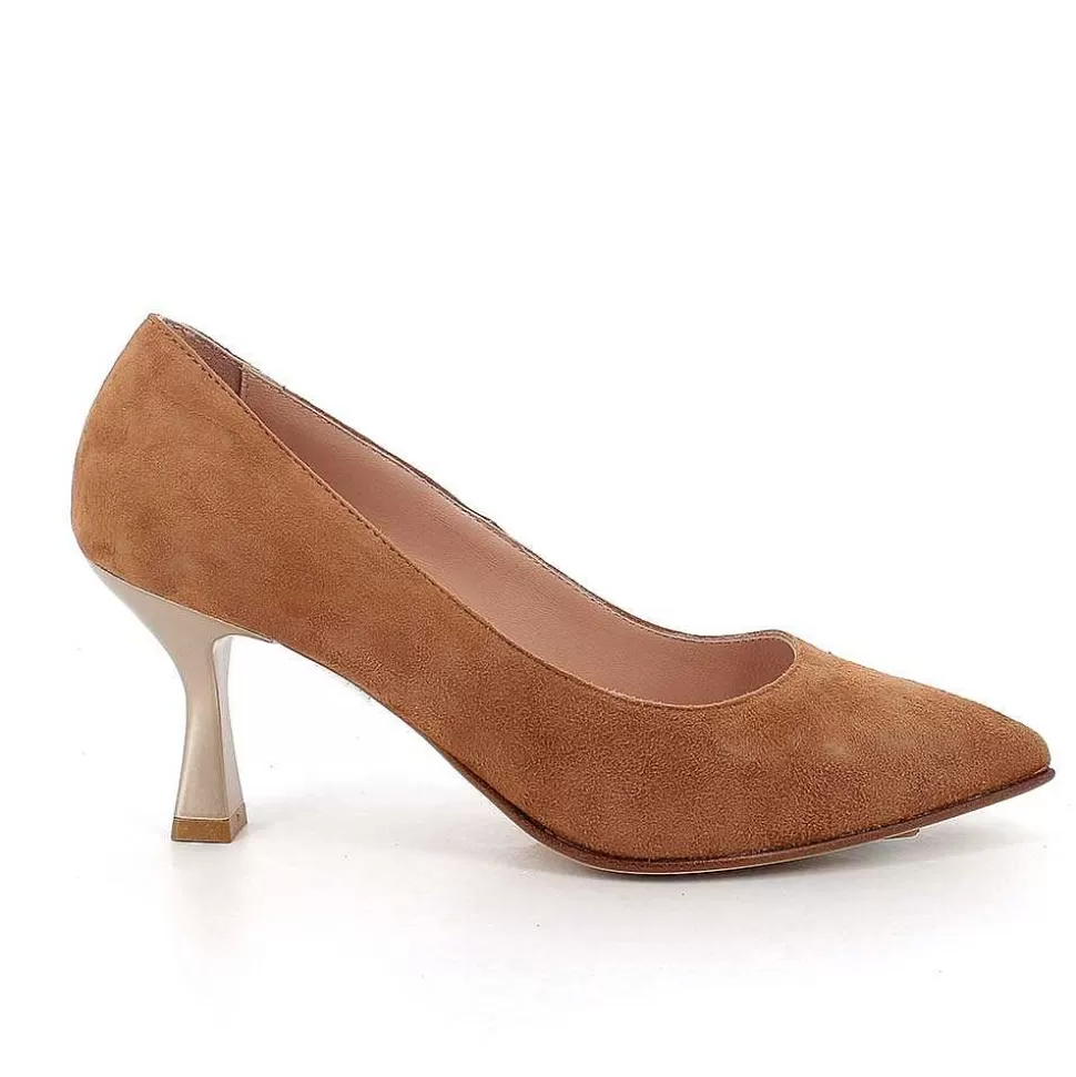 Women'S Leather Heeled Pumps Tan-Igi&Co Cheap