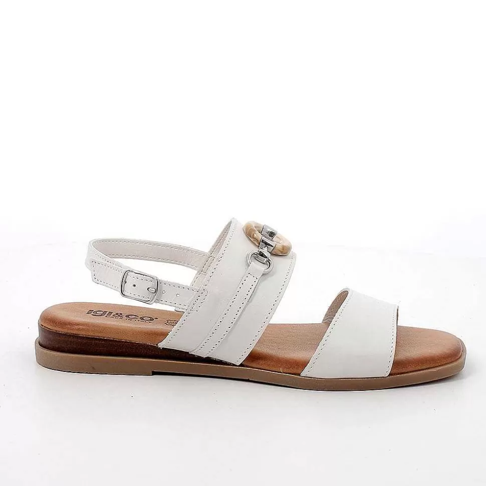 Women'S Leather Sandals Milk-Igi&Co Discount