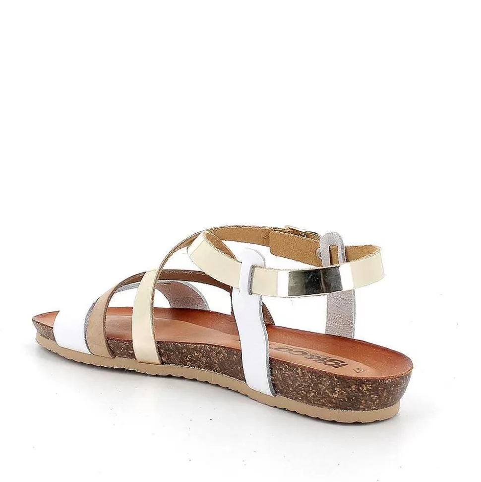 Women'S Leather Sandals Platinum-White-Igi&Co New