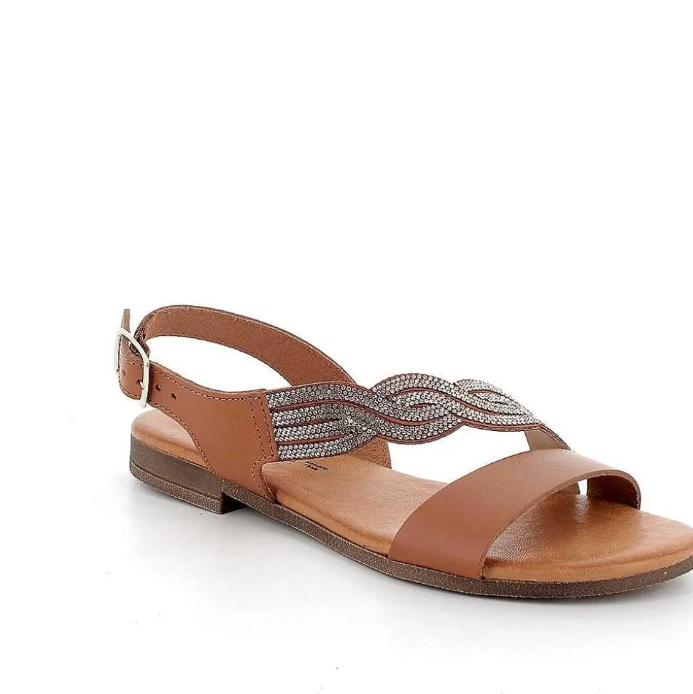 Women'S Leather Sandals Tan-Igi&Co Cheap