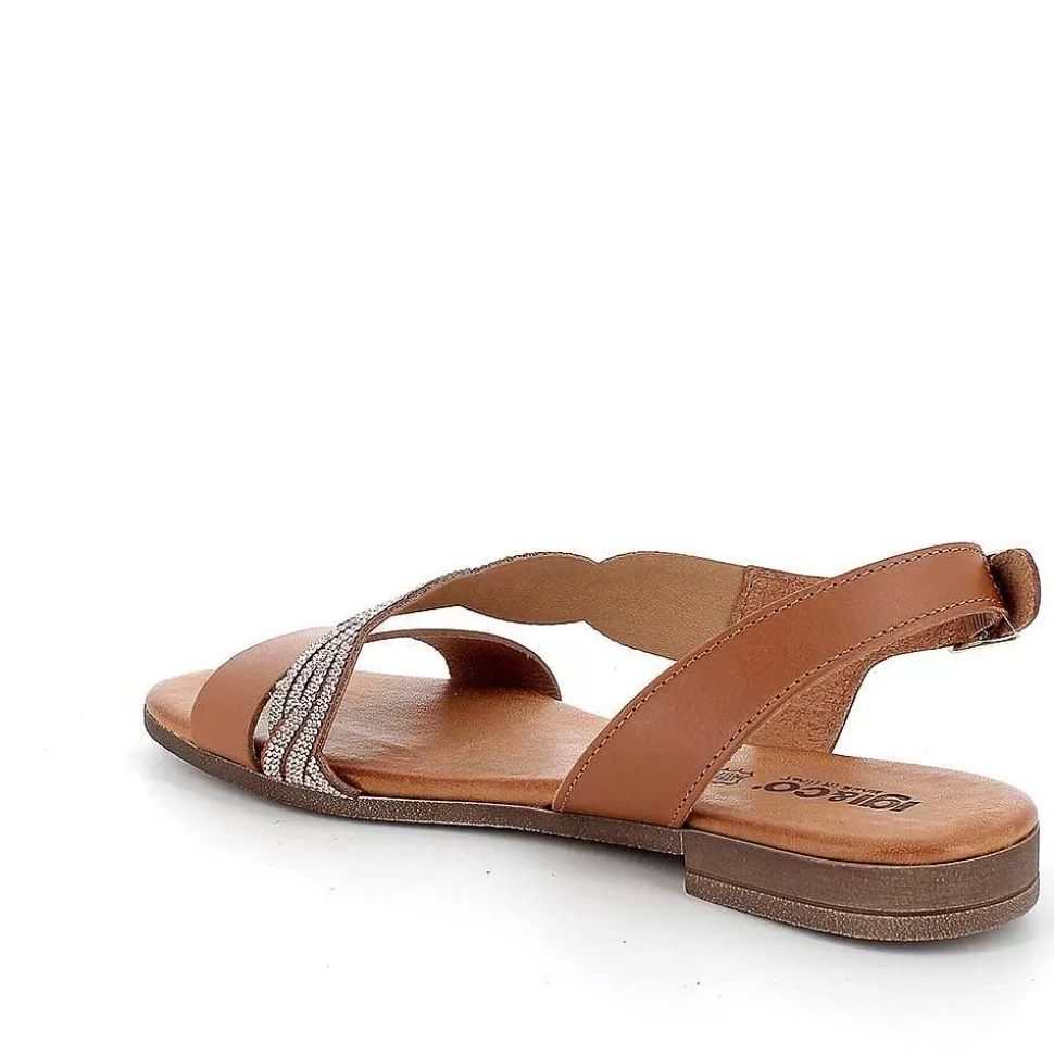 Women'S Leather Sandals Tan-Igi&Co Cheap