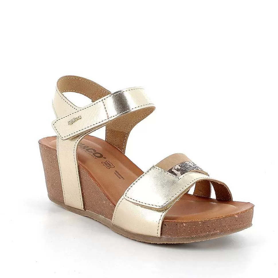 Women'S Leather Wedge Sandals Gold-Light Beige-Igi&Co New