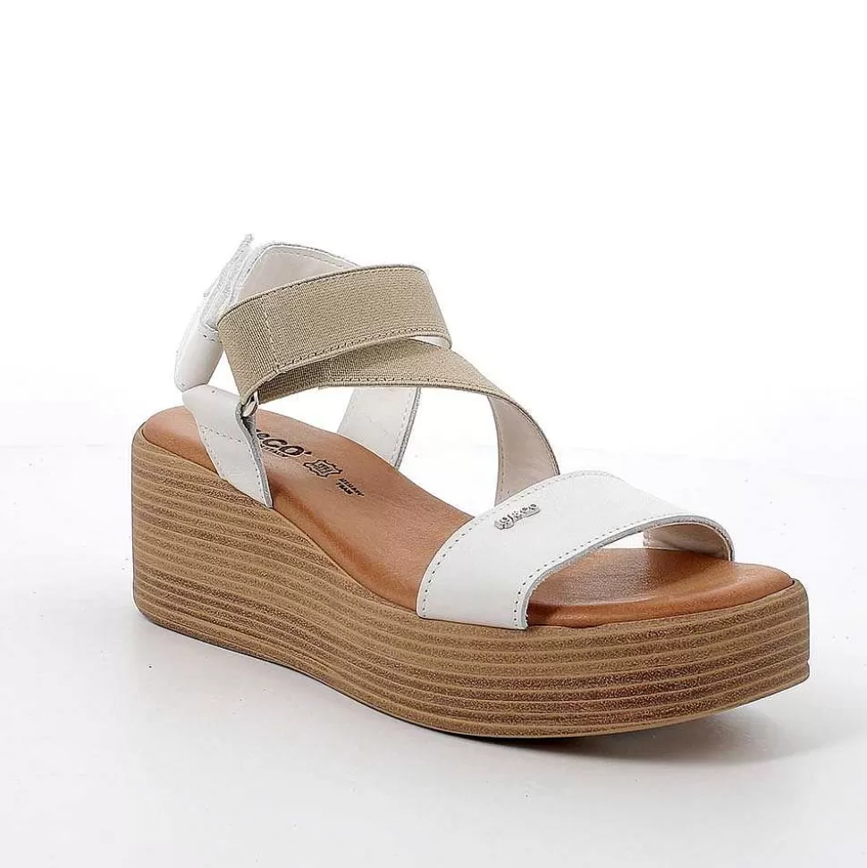 Women'S Leather Wedge Sandals Milk-Igi&Co Cheap
