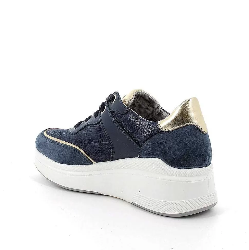 Women'S Leather Wedge Sneakers Jeans-Igi&Co Sale