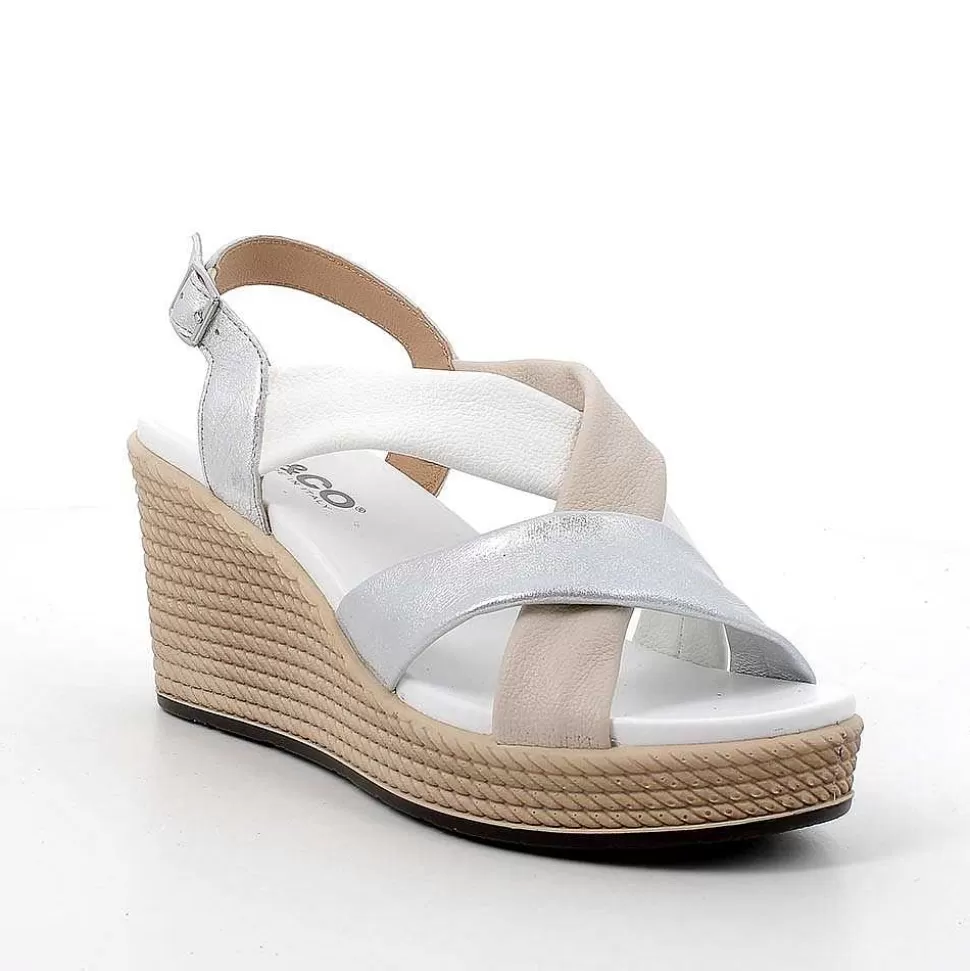 Women'S Wedge Sandals Silver-White-Igi&Co Cheap