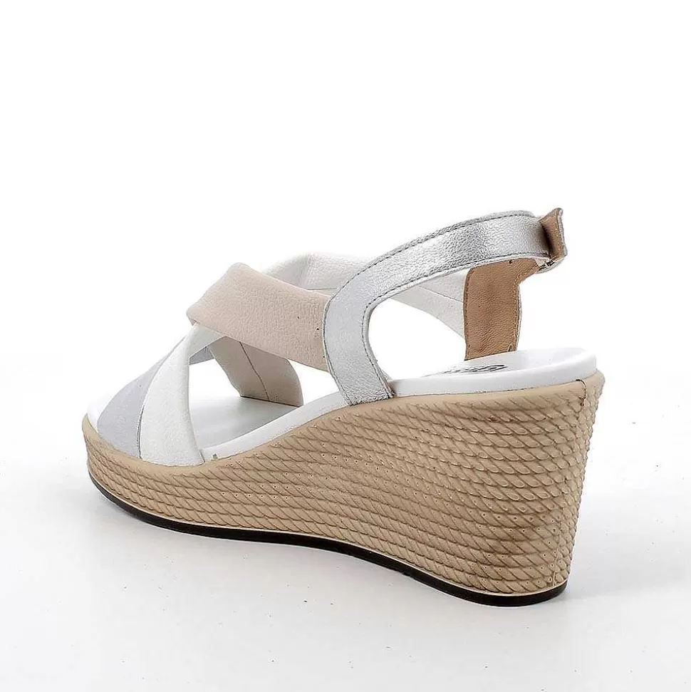 Women'S Wedge Sandals Silver-White-Igi&Co Cheap