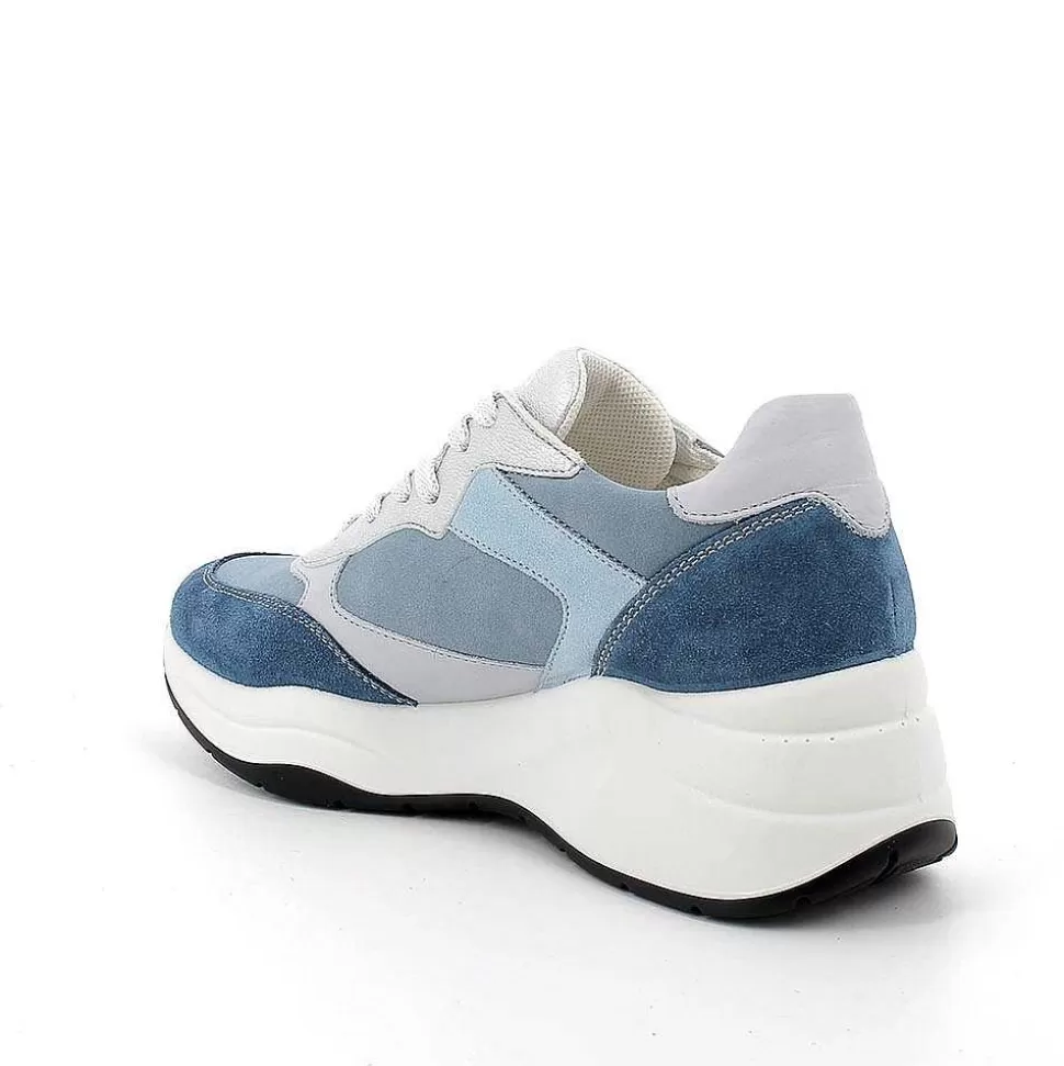 Women'S Wedge Sneakers Jeans-Light Blue-Igi&Co Cheap