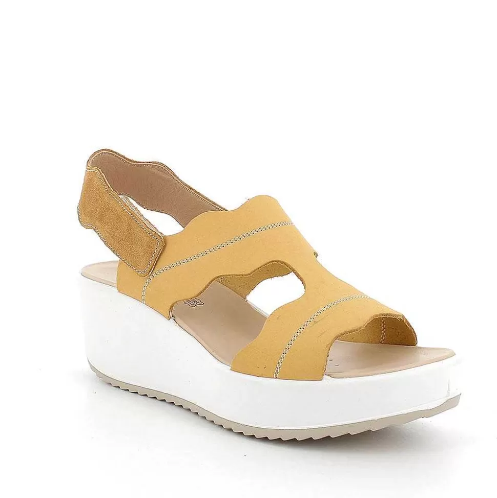 Yellow Women'S Leather Wedge Sandals-Igi&Co Store