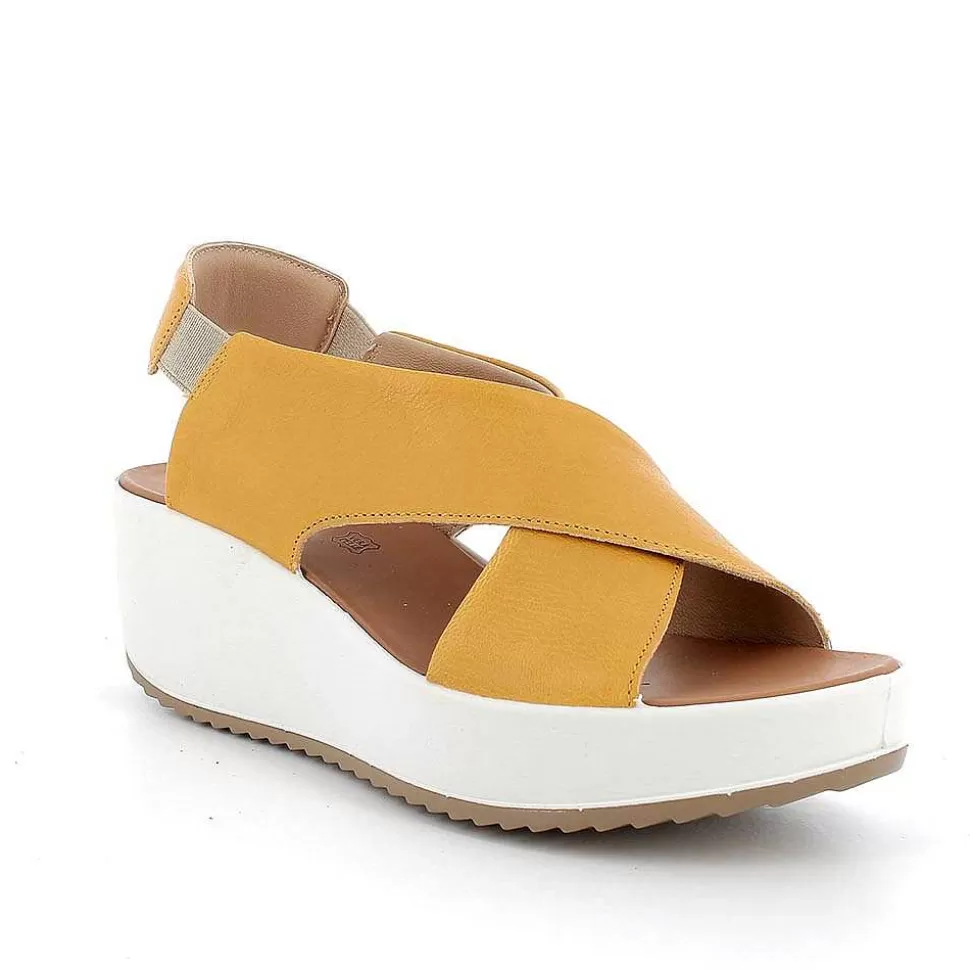 Yellow Women'S Leather Wedge Sandals-Igi&Co Sale